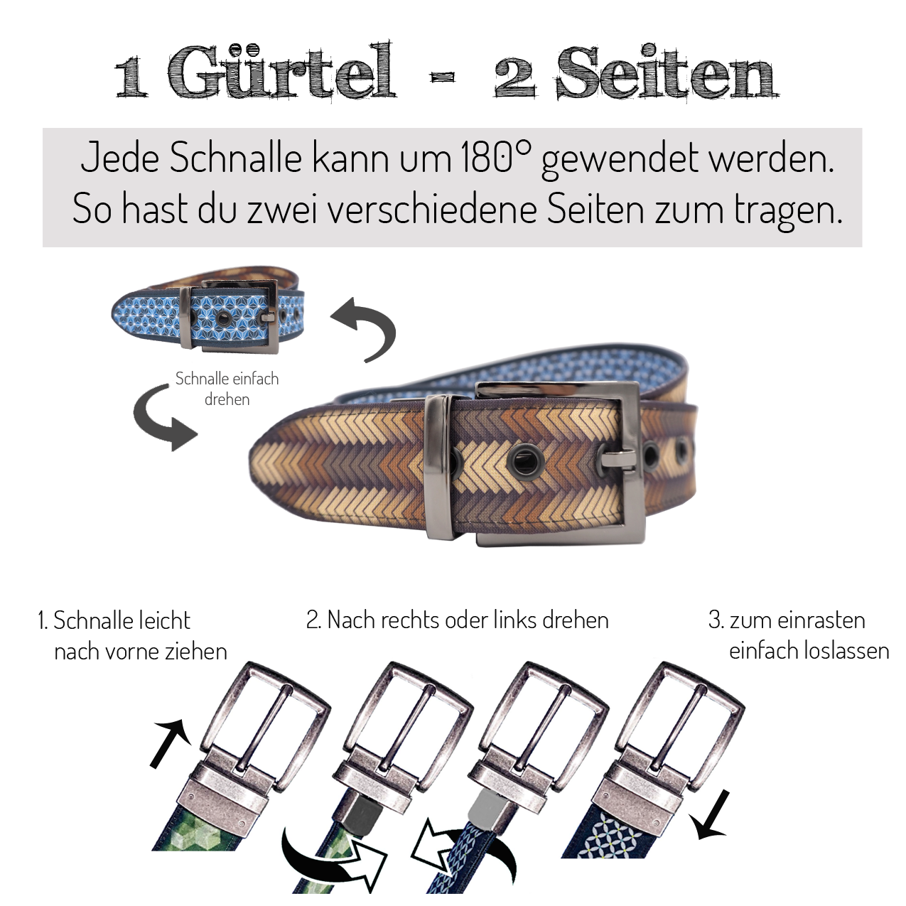Seegarn - Gürtel / Wendegürtel SeeMann 4cm