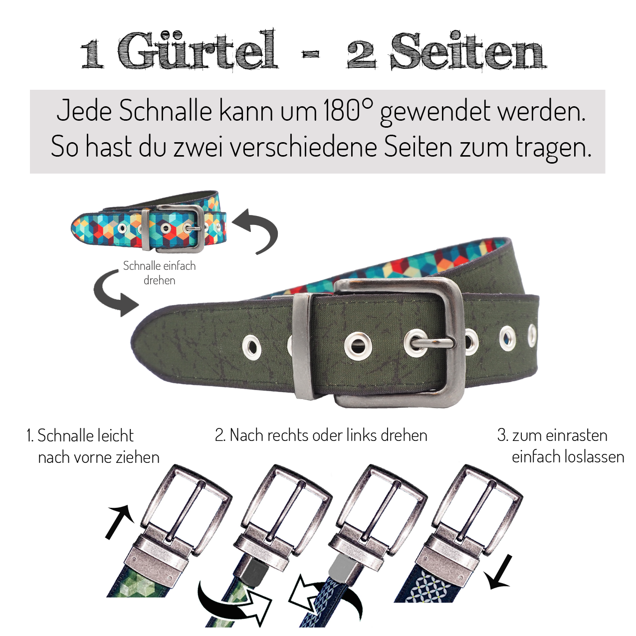 Seegarn - Gürtel / Wendegürtel Seekrank 4cm