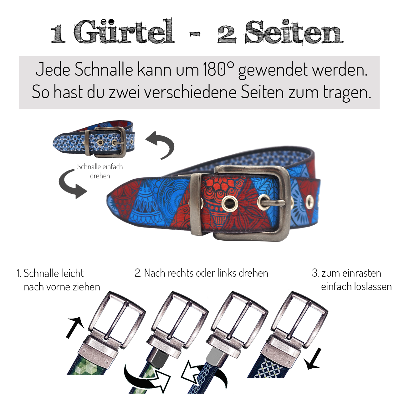 Seegarn - Gürtel / Wendegürtel SeeTiefe 4cm