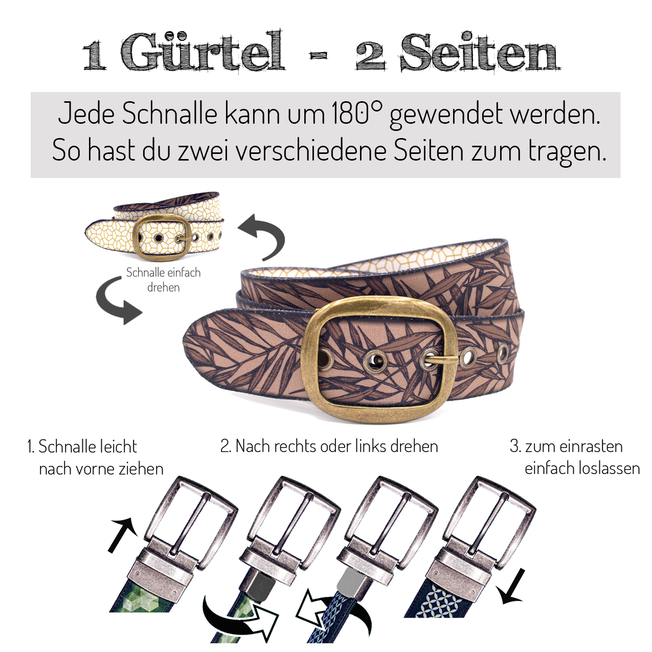Seegarn - Gürtel / Wendegürtel SeeBlatt 4cm