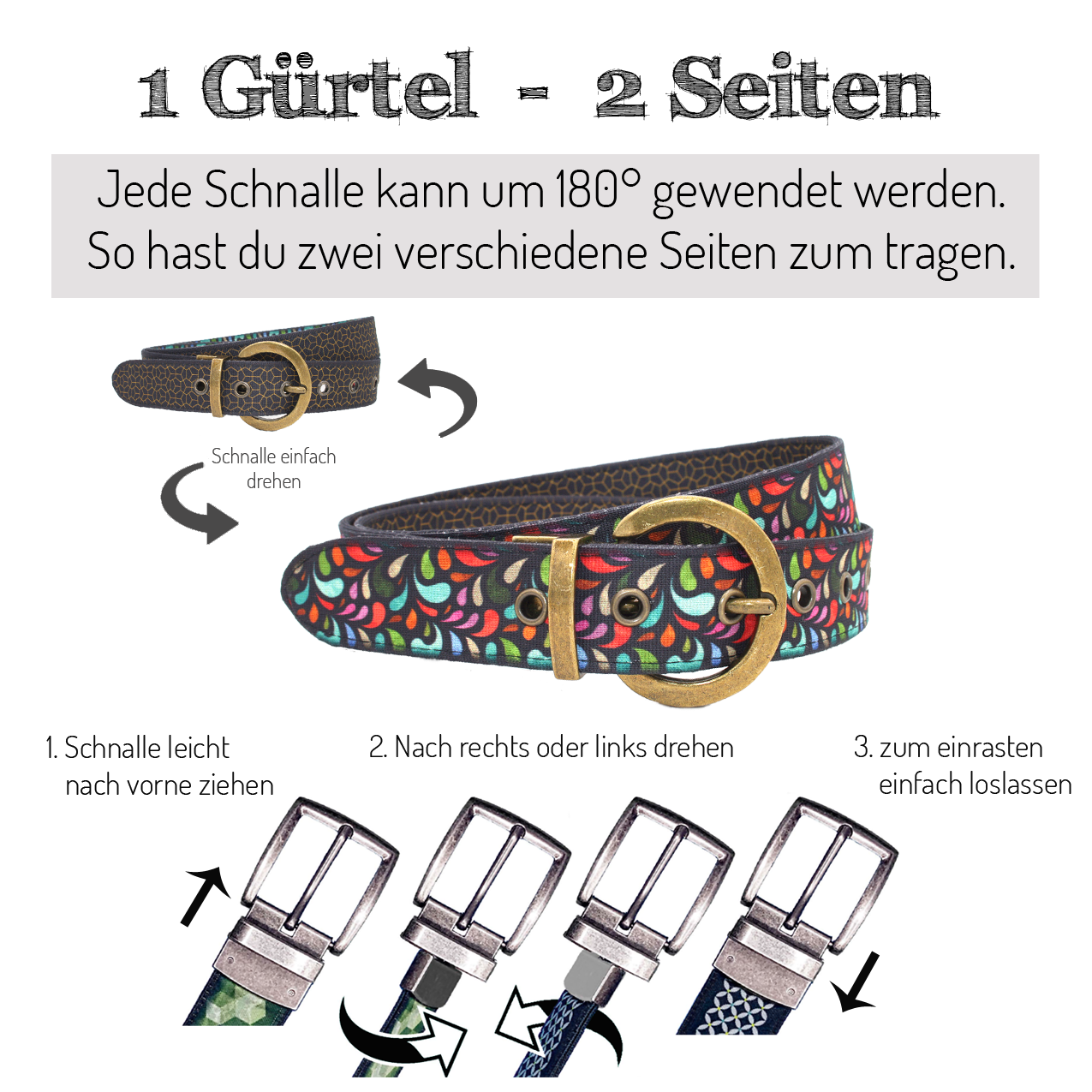 Seegarn - Gürtel / Wendegürtel 'SeeLeuchten' 3cm